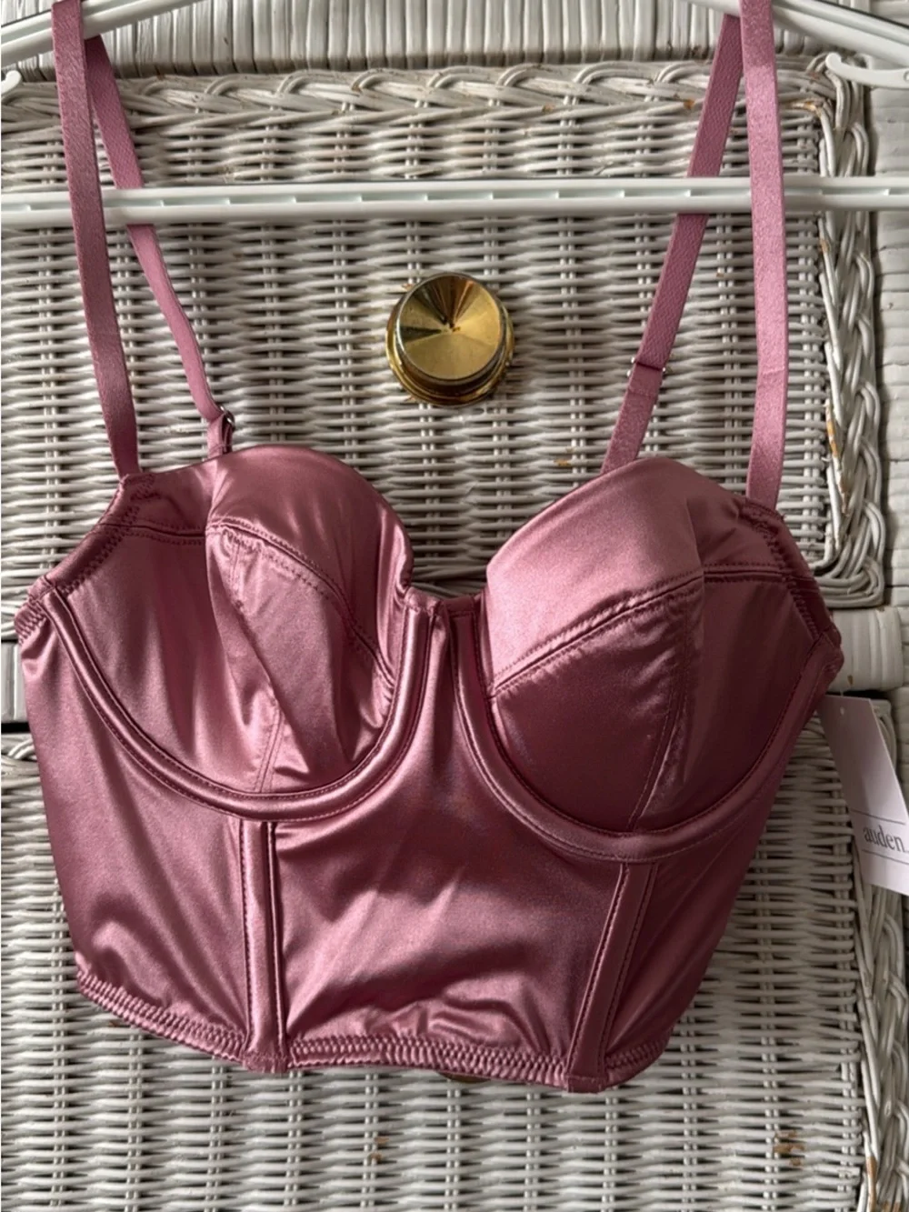 Target Satin Longline Bustier Crop Top - Mauve - Picture 1 of 2